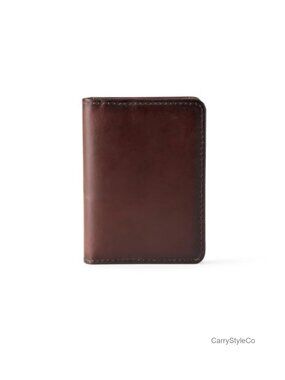 Leather Bifold Card Case Wallet 6 Card Slots Slim Men's